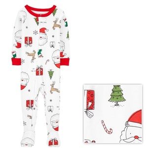NWT Carter’s Christmas one piece zip up pjs with gripper footies. 3T